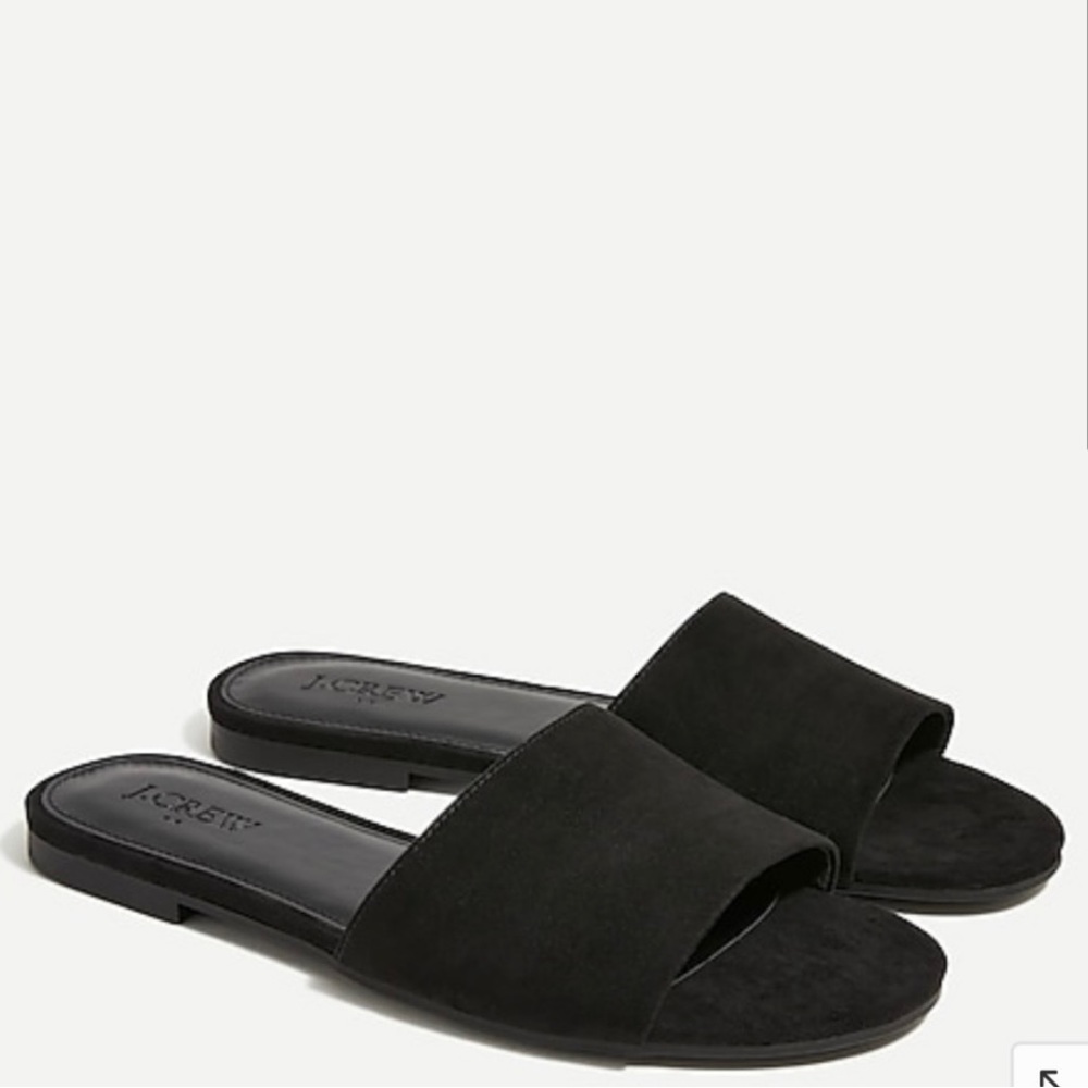 J Crew Black Velvet Slide Sandals Size 6